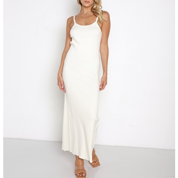 Charlie Holiday Deliah Ribbed Midi Dress Cloud Size 6 - Picture 1 of 9